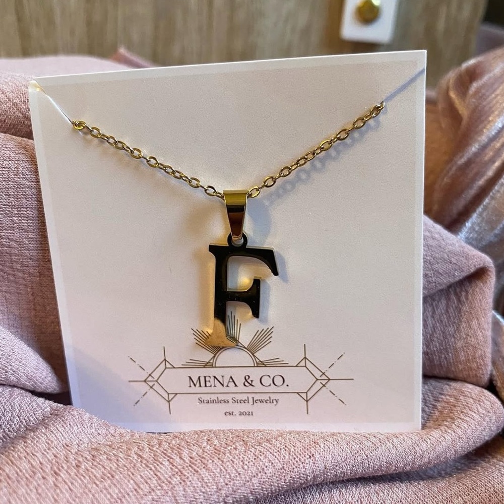 Stainless Steel Gold Initial Necklace Letter “F”
